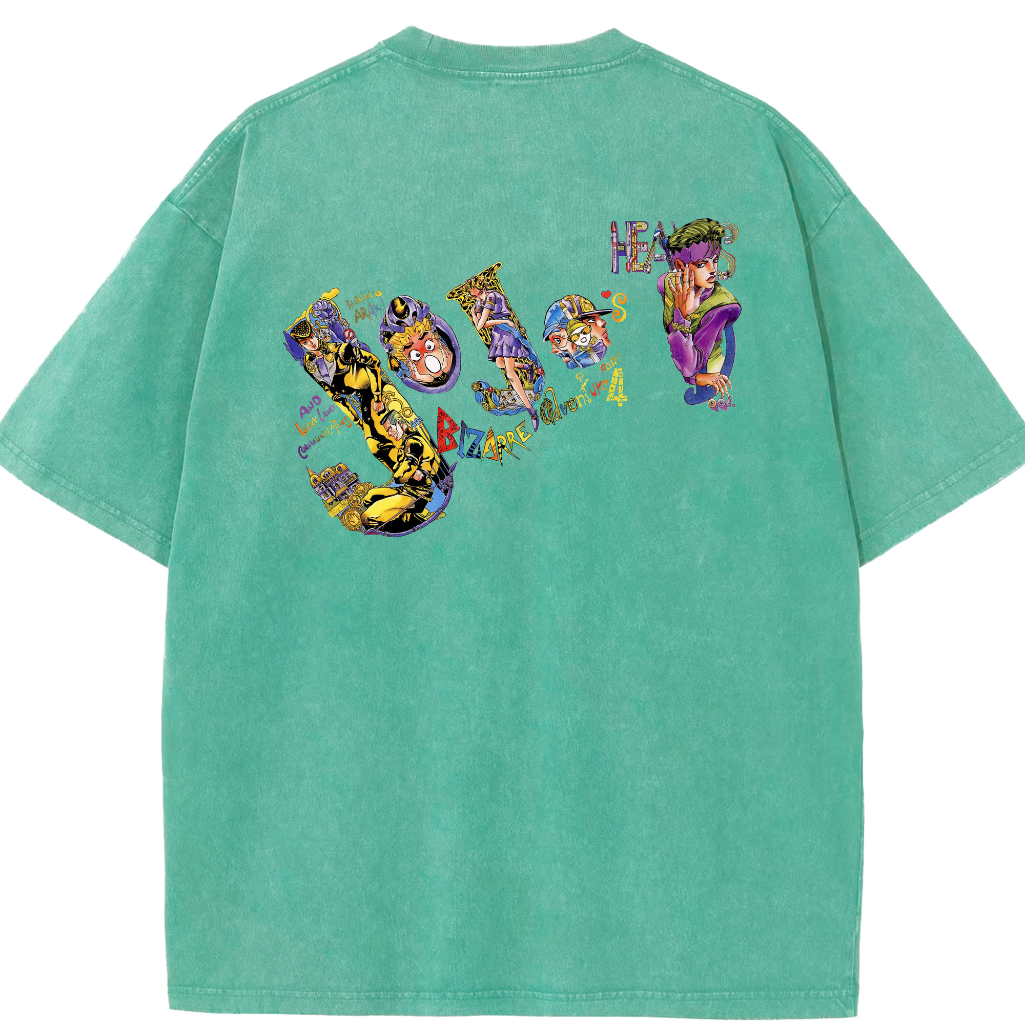 （画像用） ジョジョの奇妙な冒険 JoJo's Bizarre Adventure 綿100% ヴィンテージ風 半袖Tシャツ（背面プリント）